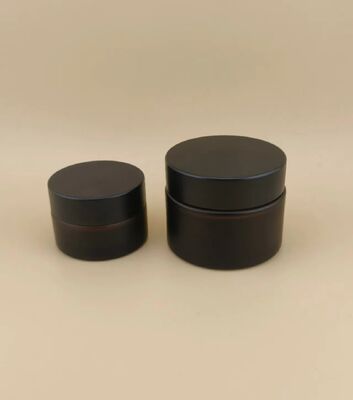 ローション用のスクリュー蓋付きのブラックグラスクリームボトル