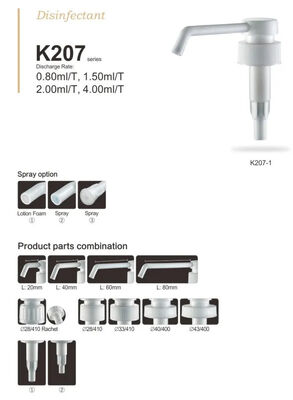 多シーン 石けんローション 配給器 交換ポンプ リサイクルされたLDPE材料 K207-2