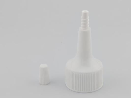 PP ボトル ディスペンサー カバー 24mm ホワイト リブド 閉塞 スクリュー キャップ