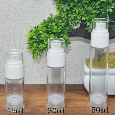 円筒形 10ml 15ml 20ml 30m シルバー型 PP プラスチック式 空気のないポンプボトル