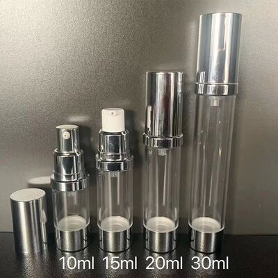 30ml PP プラスチック 丸いシリンダー 空気のないボトル クリアキャップ PP 空気のないポンプ スキンケア
