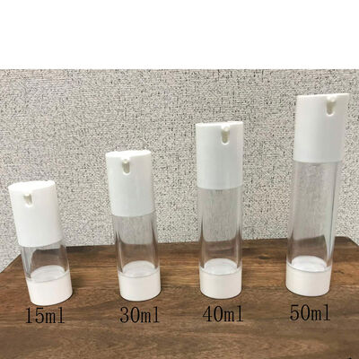 ストック空 15ml 30ml 40ml 50ml スクリューロックポンプ プラスチック空気の無いローションポンプ ボトル 化粧品の包装のための銀のキャップ