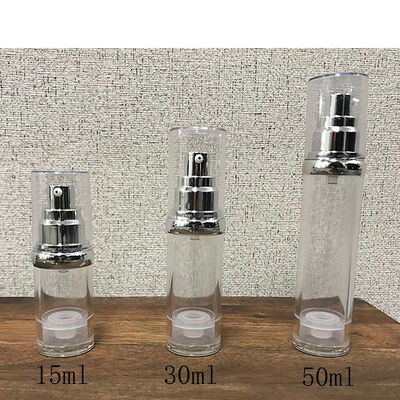 空気のないローションポンプ ボトル 血清 無DIPチューブディスペンサー 透明な化粧品パッケージ 再充填可能