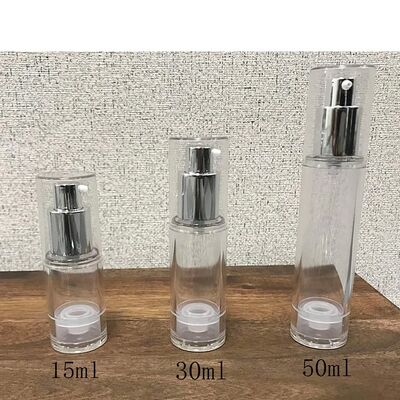 空気のないローションポンプ ボトル 血清 無DIPチューブディスペンサー 透明な化粧品パッケージ 再充填可能