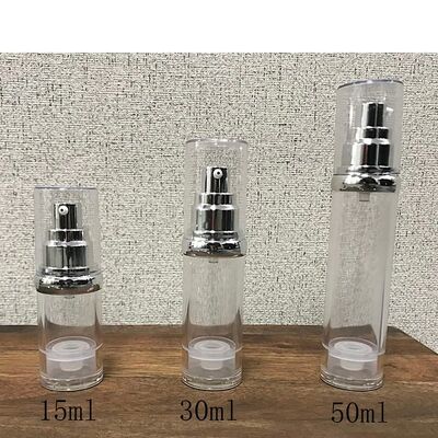 空気のないローションポンプ ボトル 血清 無DIPチューブディスペンサー 透明な化粧品パッケージ 再充填可能