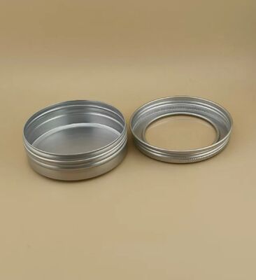 化粧品用、透明スクリューキャップ付きの大きな銀色のアルミニウムケース