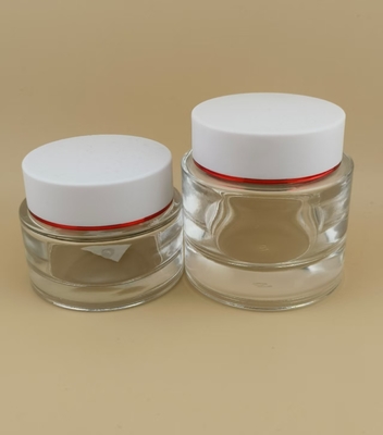 ISO9001/ISO14001 認定 透明 ガラス クリーム 瓶 白 スクリュー 蓋 女性用 ローション 皮膚ケア